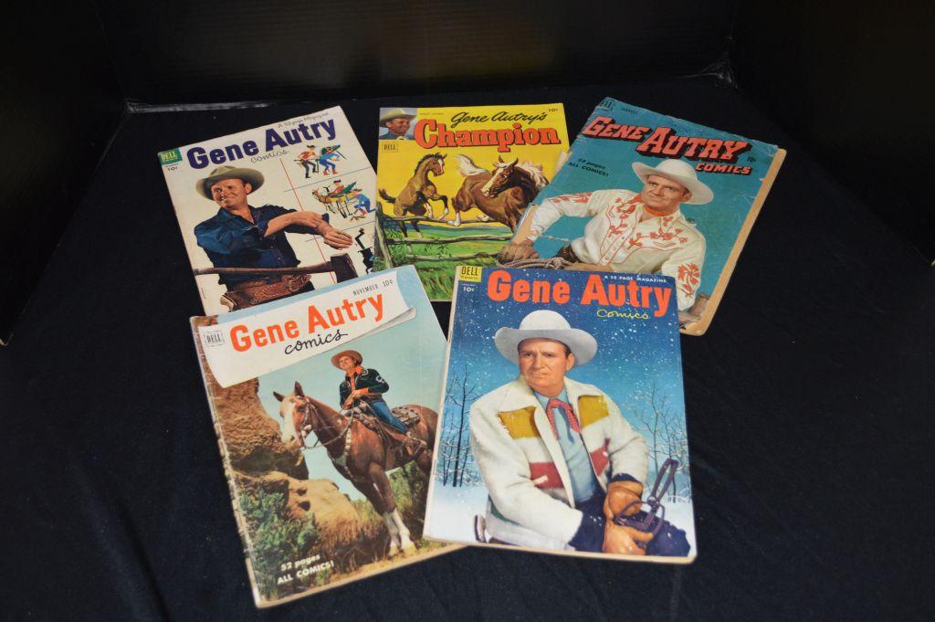 Group of 5 Gene Autry 10 cent Comic Books