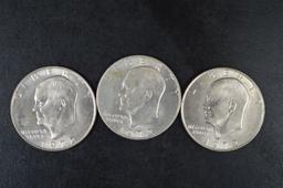 3 - 1972 Eisenhower Silver Dollars