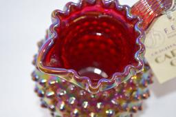 Fenton Hobnail Carnival Glass Iridescent Red