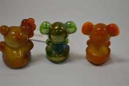 2 Glass Bears,  1 Slag Bear w/ Balloons "Boyd" Figurines