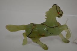 Jade Prancing Horse w/ Silver Chain 5 1/4" x 4"