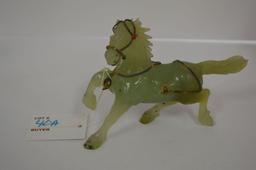 Jade Prancing Horse w/ Silver Chain 5 1/4" x 4"
