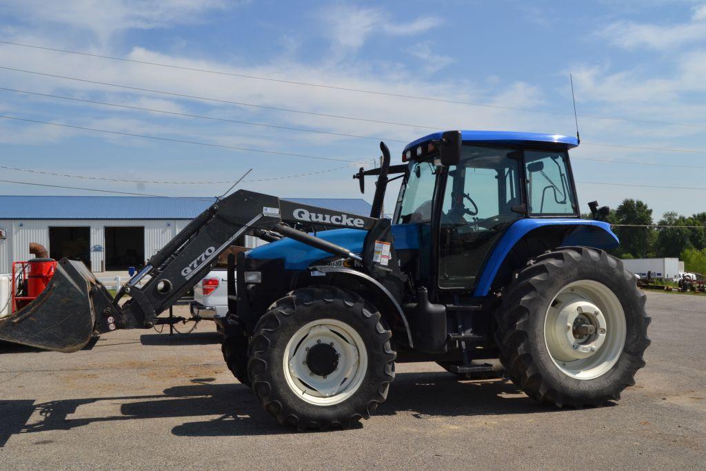 2004 Ford New Holland TM130 MFWD Tractor w/ Quickie 770 Loader, 3086 hrs, 18.4-3