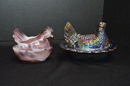 Hen on Nest, Purple Carnival by "Mosser Glass" Purple Slag