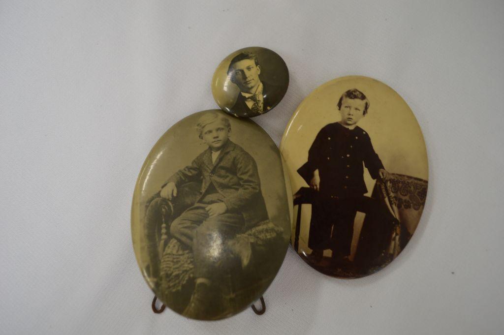 Group of Vintage Photo Pins/Buttons - 1 W/ Stand