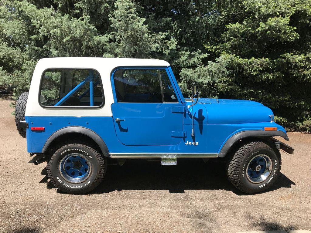 1977 CJ7 Light Blue Jeep, 2nd Owner, All Original w/ exception of a few Eng