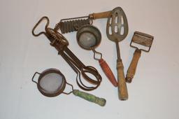 Group of Wood Handled Vintage Kitchen Utensils