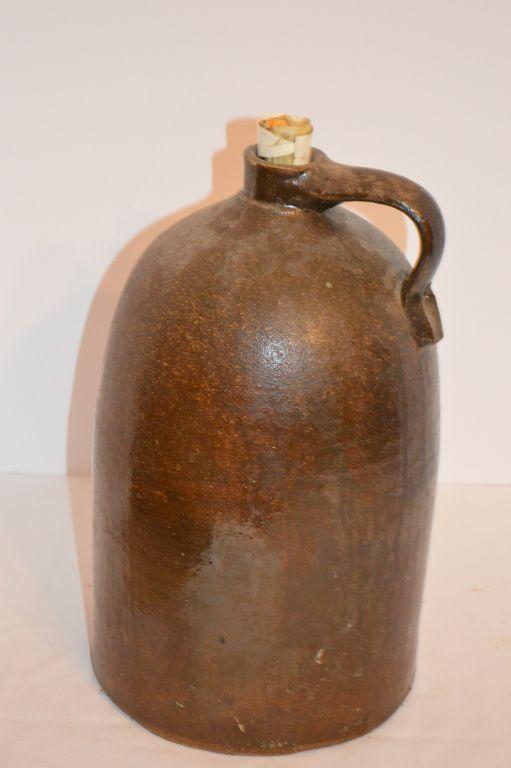 1 (?) Gallon Narrow Crock Jug - Brown Glazed