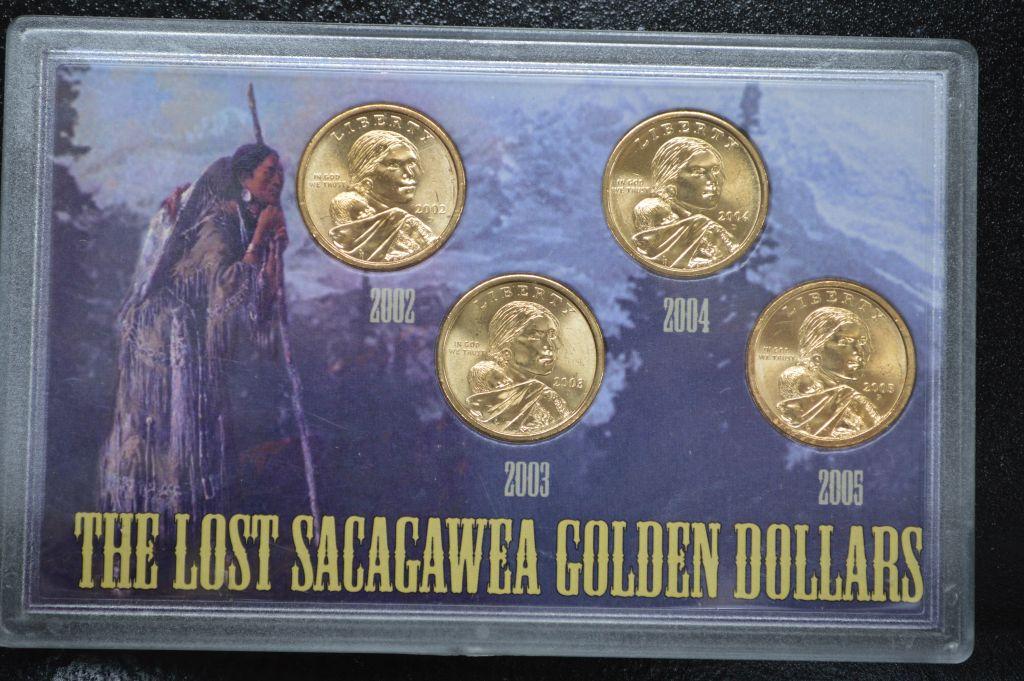 2002, 2003, 2004, 2005 "The Lost Sacagawea" Golden Dollars -  Morgan Mint -