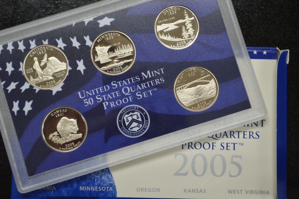 2005 United States Mint 50 State Quarters Proof Set in Hard Case