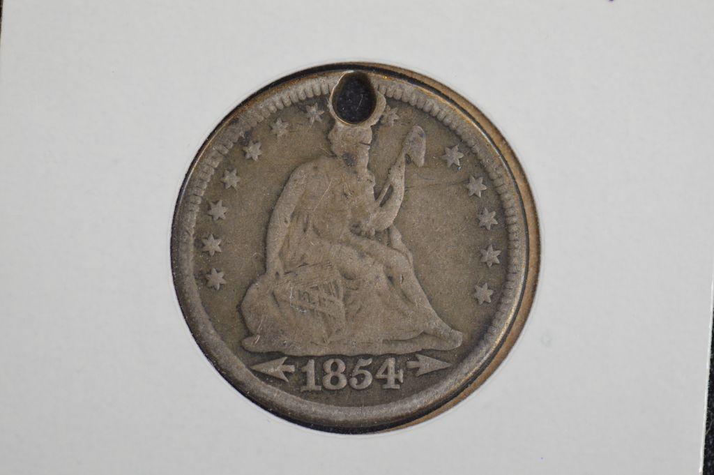 1854 Sitting Liberty Quarter - Drilled