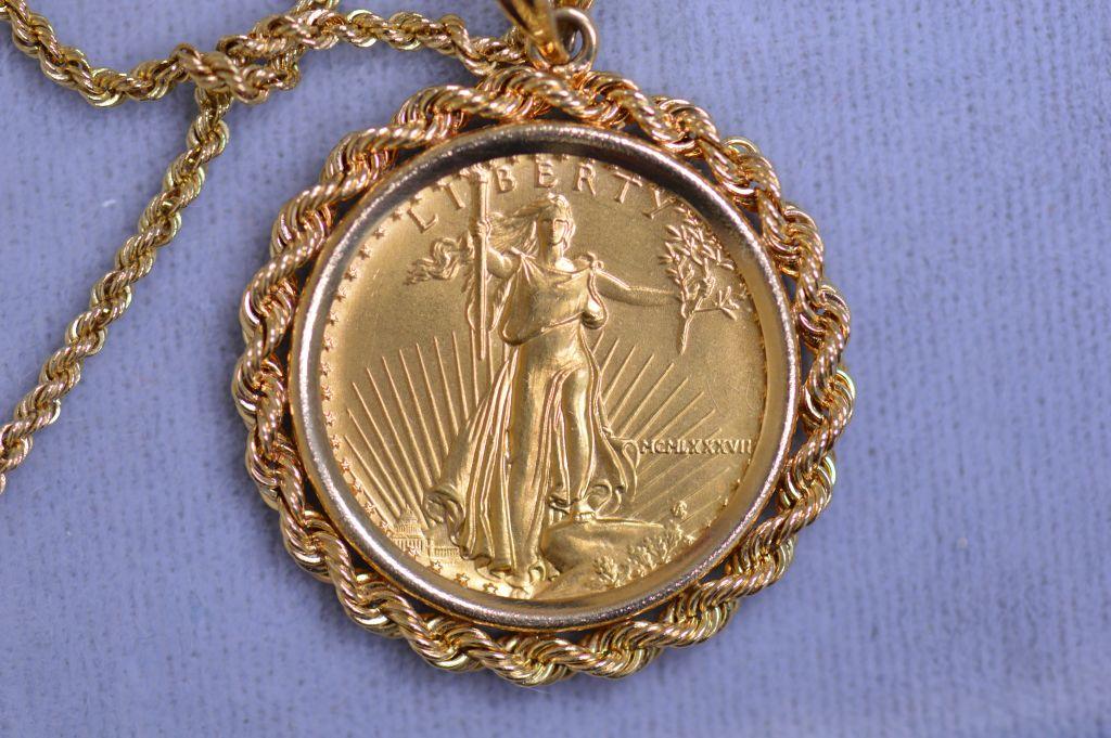 10 Dollar Gold Coin Turned into Necklace