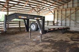 1997 Mustang Gooseneck Flatbed Trailer, 25’x8.5’, Beaver Tail with Loading