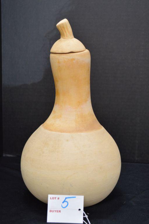 Unmarked Gourd Vessel w/ Lid, Matte Finish, 11 1/2 in.