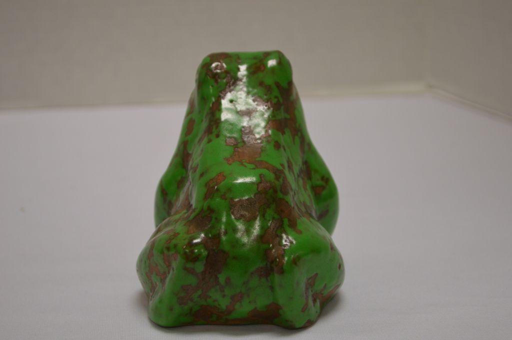Weller Pottery Coppertone Frog, 5 in. - Cracking at Throat, Spider Web