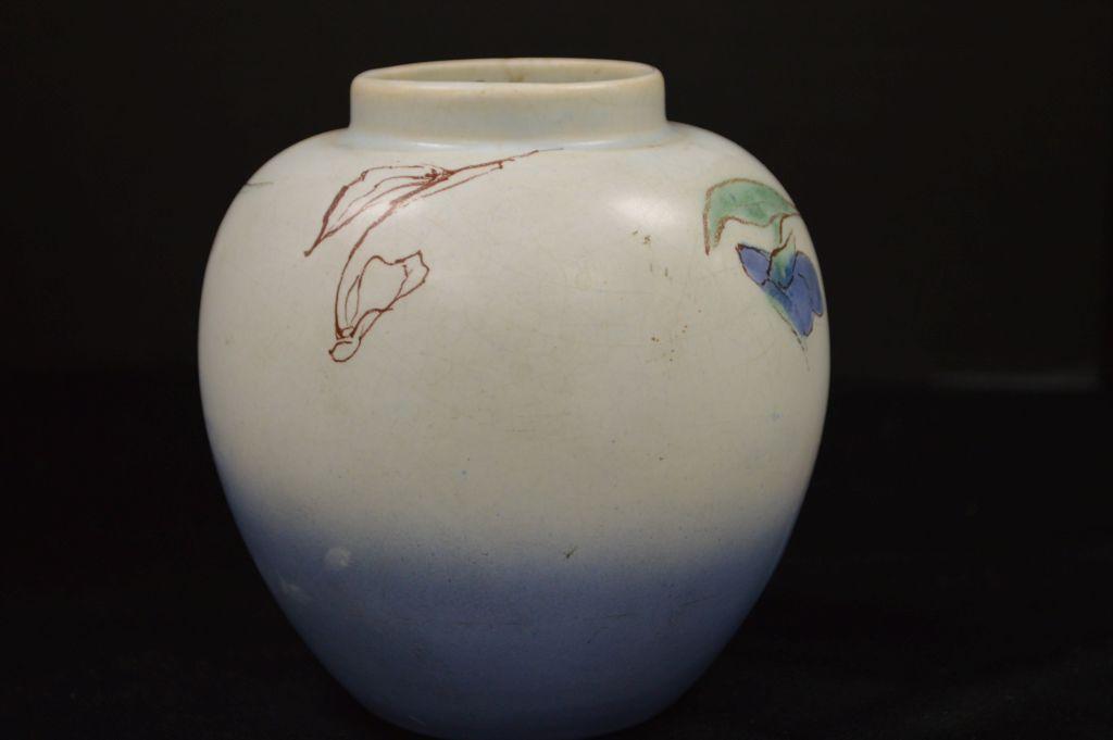 Weller Vase, T-1 Hudson Bulbous Style, Initials HP on Side, 6 in.