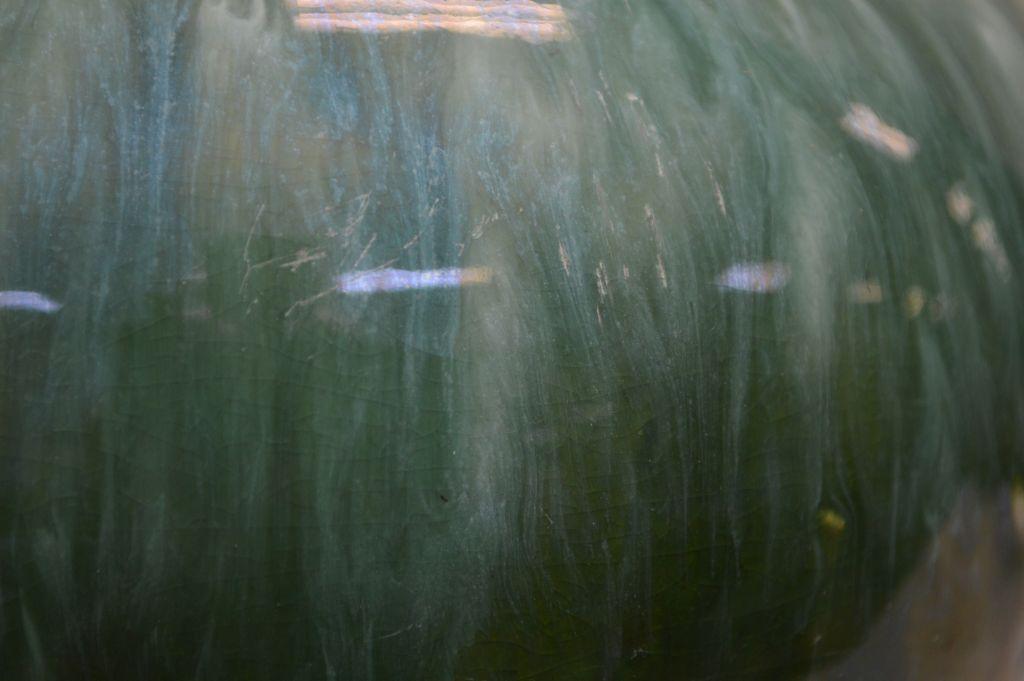 Unmarked Green Marbleized Glaze Lamp Base w/ Tassels on Side