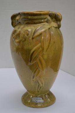 Gonder M-8 Zanesville Ohio Vase w/ Dogwood and Leaf Pattern, 12 x 6 in.