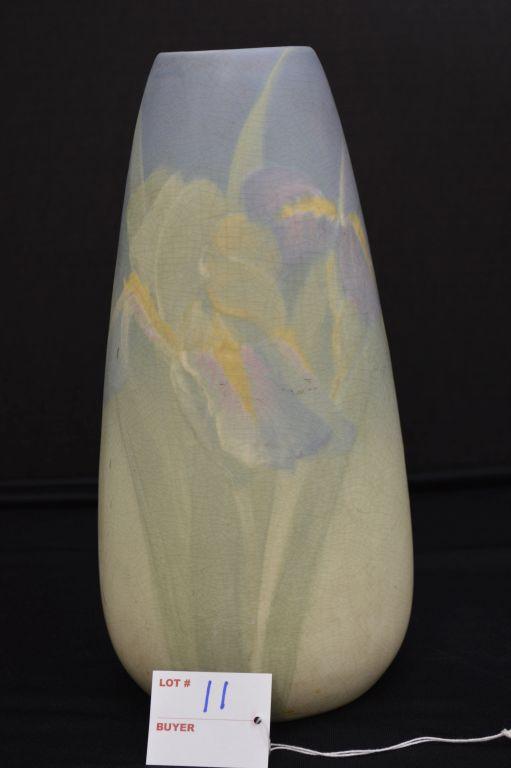 Weller 11"- Vase with Iris & Crazing Hudson Style