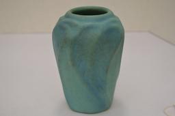 VanBriggle- Green Matte - Leaves Vase- Some Crazing 5 1/2"