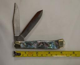 1997 Bulldog Handmade Hammer Forged Solingen Germany Double Blade, Abalone