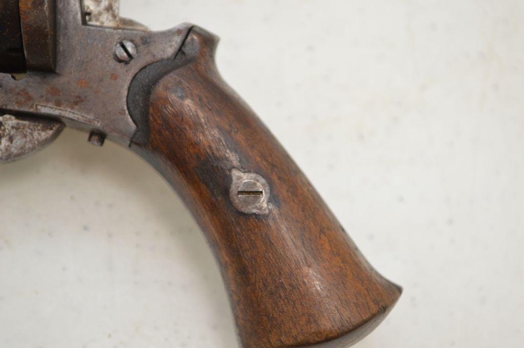 Revolver, 3 1/2"  Hexagon Barrel, 7 mm cal, Wood Grips, Folding Trigger, Pi
