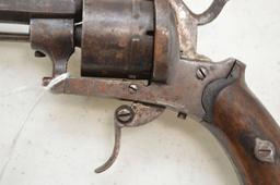 Revolver, 3 1/2"  Hexagon Barrel, 7 mm cal, Wood Grips, Folding Trigger, Pi