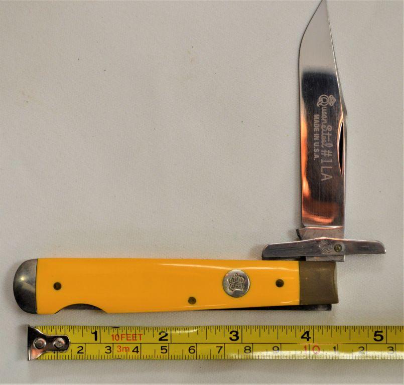 Queen, Queen Steel #1LA, Made in USA, Single Blade w/ Lock Back, Yellow Col