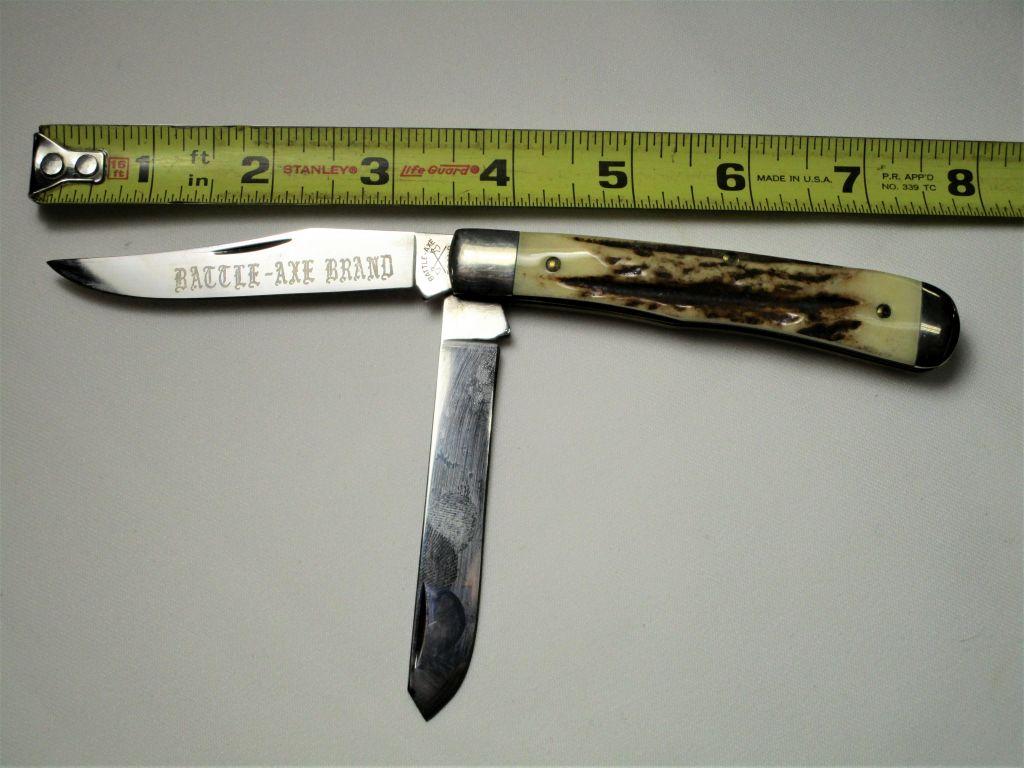 Battle-Axe Brand USA, Double Blade, Manmade Antler Handle