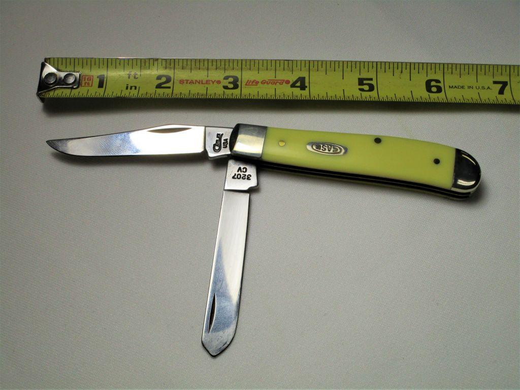 Case XX USA, 3207CV, Double Blade, Yellow Colored Manmade Handle