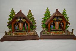 Pair of Chalet in the Woods Barometer/Thermometer w/ Man and Women,  - 50 D