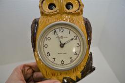 Meiko Tokei Owl Clock w/ Motion Eyes, 8 1/2 " Tall - Needs Weight