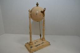 Pot Metal Ball Clock, Painted White Keywind and Pendulum, by GCC, 10" - Nee