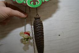 Chalet Style Cuckoo Clock w/ Christmas Pendulum, Single Weight, Tree Decora