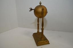 Pot Metal Gold Colored Bell Clock, Keywind and Pendulum by GCC, 10"