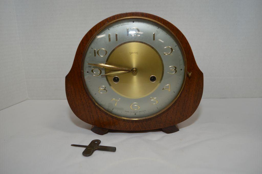Smiths Round Key Wind Mantel Clock, 8 " - No Key
