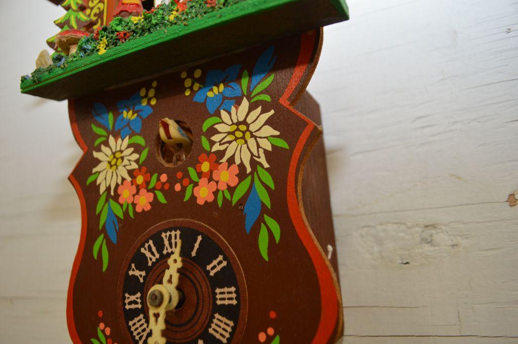 German Made Cuckoo Clock w/ Carousel Dancers and Thermometer, 11 x 6 1/2"