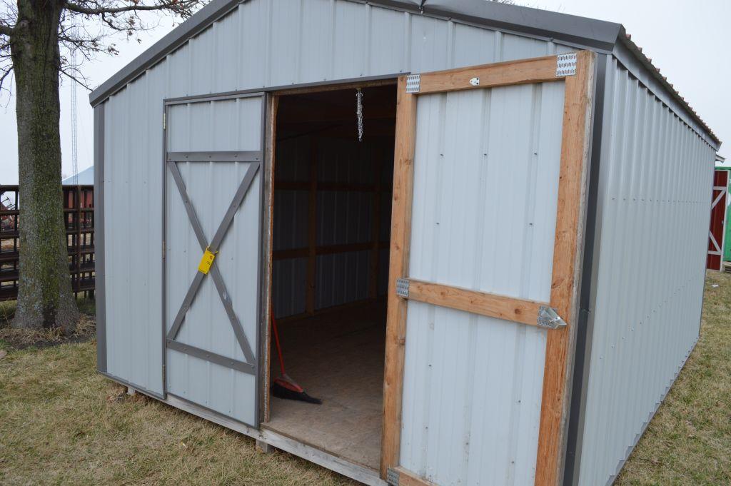 12'x16' Metal Portable Shed, Double Doors - New