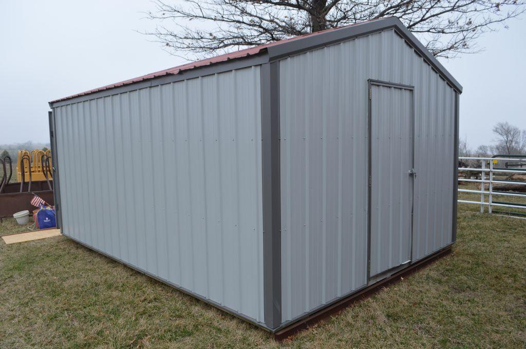 12'x16' Metal Portable Shed, Double Doors - New