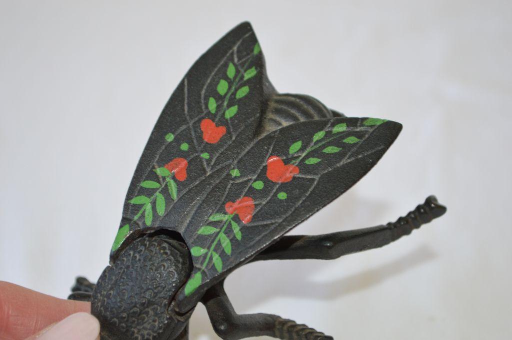 Cast Iron Fly Ashtray w/ Painted Wings