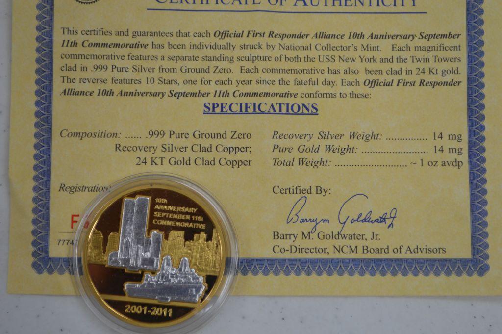 9-11 First Responder Commemorative: Gold & Silver Plated