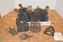 Large Lot of Trivets, Most Cast Iron, Owels, Chicken, Decorative, etc…