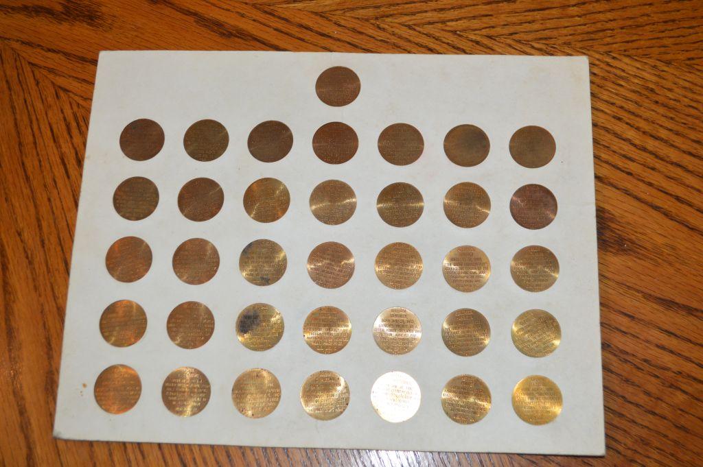 Group of 36 Solid Bronze Presidential Franklin Mint Coins