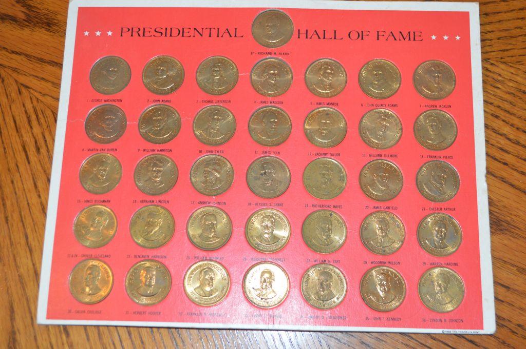 Group of 36 Solid Bronze Presidential Franklin Mint Coins