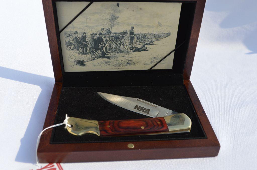 NRA Life Member Limited Edition Knife – in Brown Wooden Box