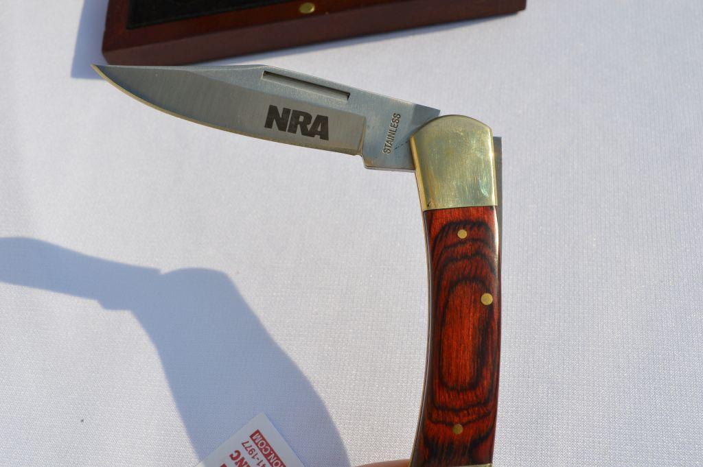 NRA Life Member Limited Edition Knife – in Brown Wooden Box