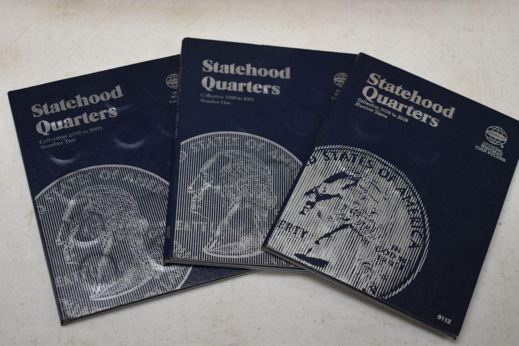 3 - Whitman Albums of State Hood Quarters; 1999-2001 Complete, 2002-2005 Co