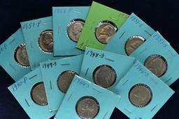 Group of 11 - 1944 - 1960 Jefferson Nickels