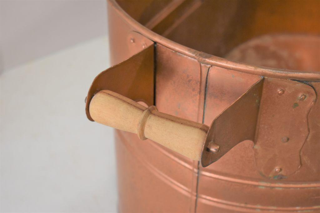 Modern Copper Colored Boiler, missing 1 wood handle