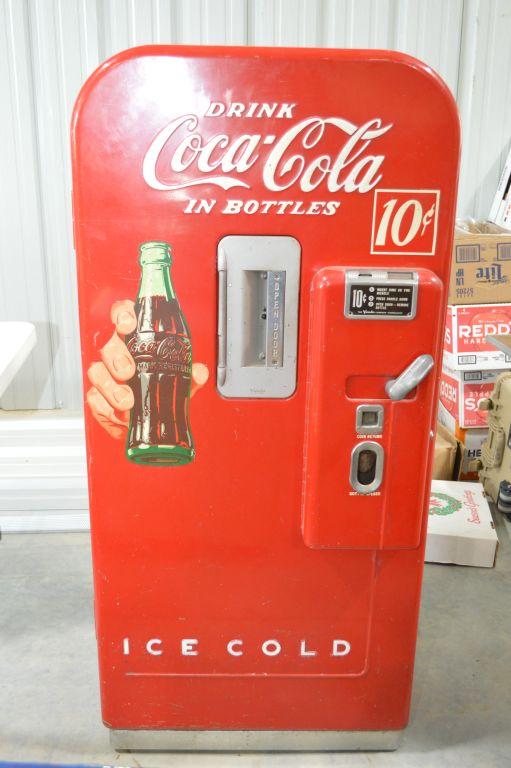 1954 Coca Cola Bottle Vending Machine 10 cents, 58"x27", with Key  (WILL NO